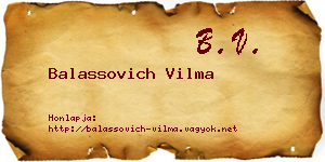 Balassovich Vilma névjegykártya